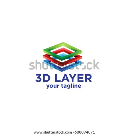 3D Layers Logo Template Design