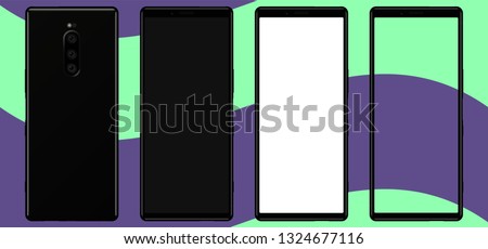 Tall (21:9) display smartphone mockup + blank white screen