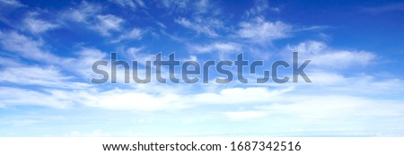 Beautiful blue sky with white cloud, long format  can use banner, background, wallpaper.
