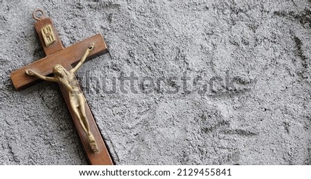 Ash Wednesday, crucifix made of ash, dust as Christian religion. 商業照片 © 