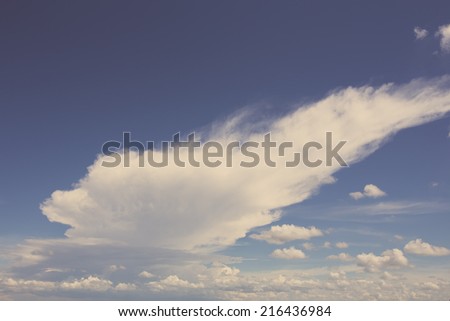 vintage bright clouds with blue sky in bright day for scene and background