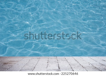 Blue Water texture background with cement floor
