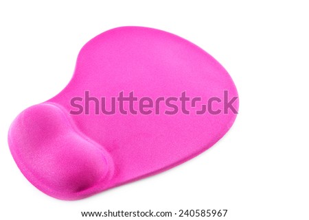 Pink mouse pad with wrist rest isolated on white background