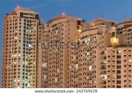 apartment building at night time background