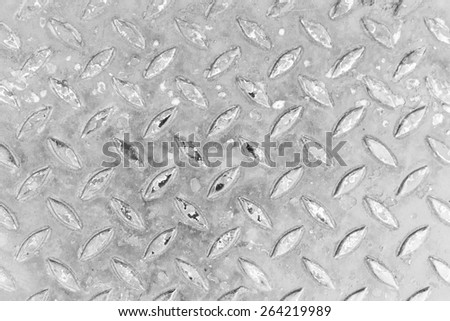 White Background of old metal diamond plate in silver color background