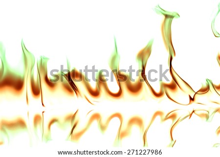Abstract color of fire flames revert on white blackground