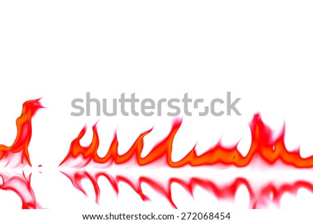 Red and orange fire flames isolated on white background