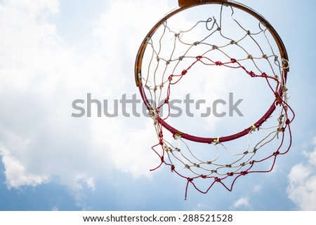 basketball hoop stand again blue sky in sunshine day