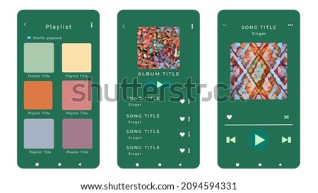 Display application charts for the most popular songs. Music playlist Template with green color and white background for spotify or joox