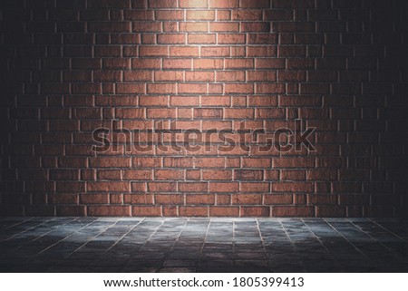 Red brick wall texture background with IES light A Lot of Space for Text Composition art image, website, magazine design blackdrop Imagine de stoc © 