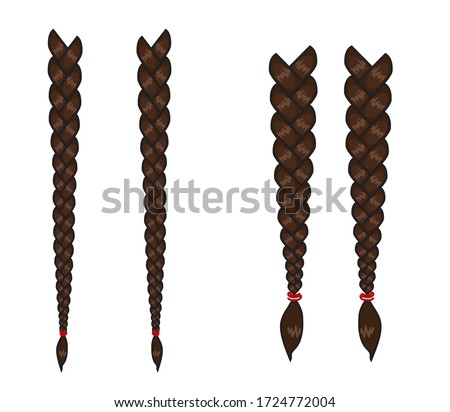 Female long braids on a white background. Vector illustration. Foto stock © 