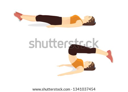 Woman doing Pilates exercise with the Roll over position on blue mat. llustration about introduction workout step.