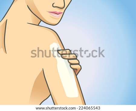 Focus shot of woman applying lotion on arm