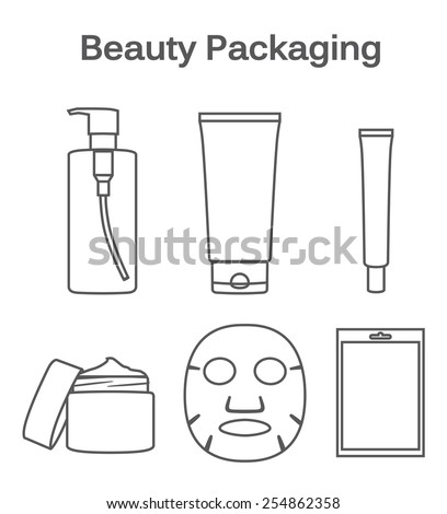 Symbol set about packaging of beauty product