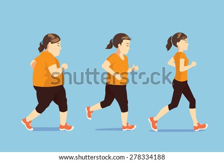 Fat women jogging to slim shape in 3 step, this pic is beauty concept