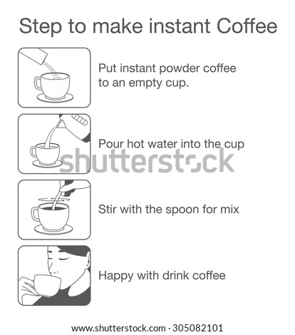 Step to make instant coffee for illustration in packaging and other