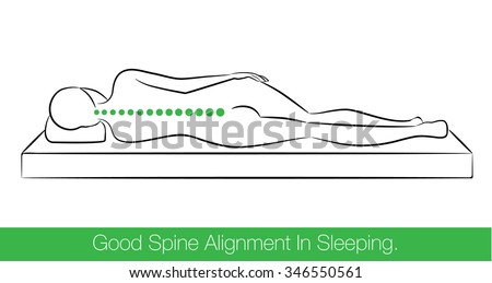 The correct spine alignment when sleeping by on the side sleeping position