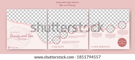 Editable square puzzle banner template. Social media post template spa and massage . Soft color with photo collage. Usable for social media feed spa and massage services.