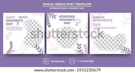 Set of Editable banner template. International women's day banners with abstract minimalist style design. Suitable for social media post, banners, and web ads. Flat design vector with a photo collage.