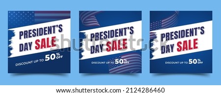 Set of President's day sale social media post design template. Usable for social media post, banner, and web ad.	