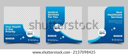 Set of Medical square banner template. Usable for social media post, banner, and web.