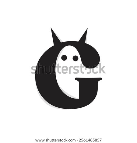 Letter G ghost negative space logo design