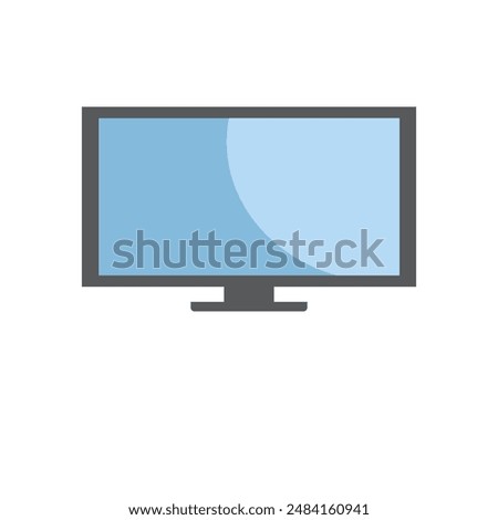 Flat Screen Television Icon  A modern TV design for your home entertainment needs. Illustration of a flat screen television icon with a blue display, representing modern digital media devices eps10