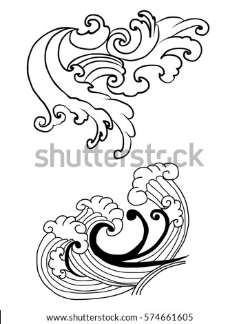 japanese wave tattoo vector