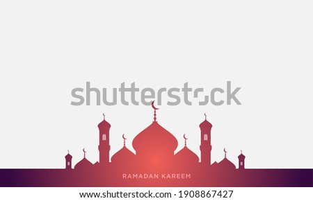 ramadan background with mosque silhouette, islamic  banner concept, minimal ramadan kareem poster.