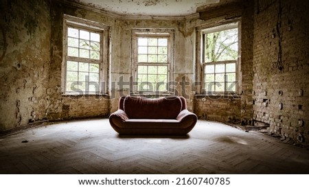 Similar – Image, Stock Photo lost places | Lost Land Love | Old roof construction with light hole