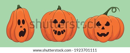 Set of decorative pumpkins for halloween