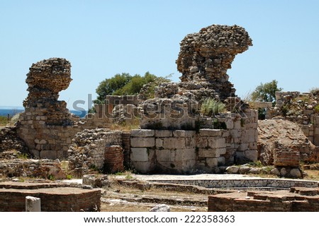 PYTHAGORION, GREECE, JUNE 12, 2005 - Ancient ruins of Heraion on the Greek island of Samos