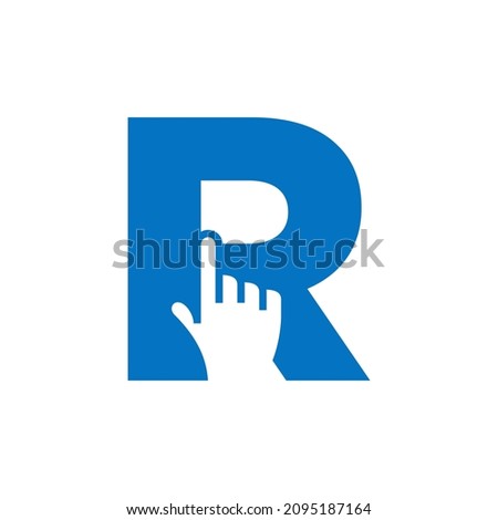 Letter R with a hand click ready to use. Stok fotoğraf © 