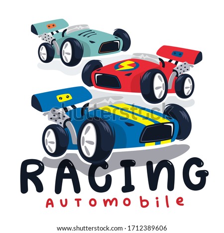 Race cars typography t-shirt graphic isolated on white background illustration vector.