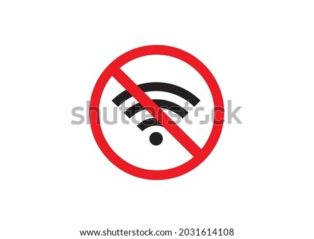 no internet signal vector icon, no wi-fi connection icon, not connected signal wifi sign, Wireless, WiFi Off symbol for apps and websites isolated on white background