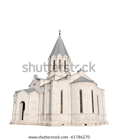medieval church isolated on white