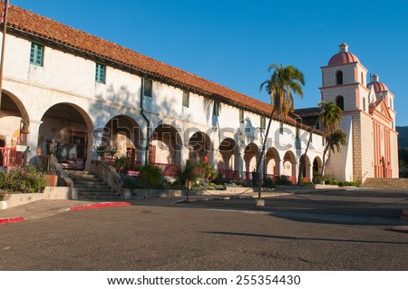 SANTA BARBARA - FEBRUARY 14: The Santa Barbara Mission Church in Santa Barbara, California