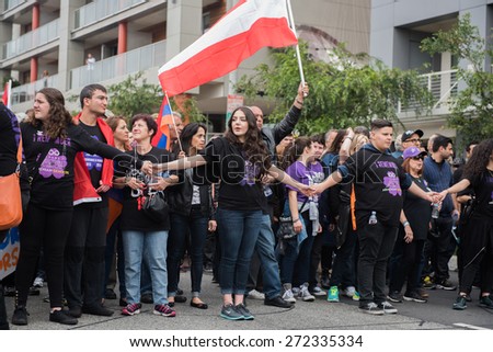 LOS ANGELES - APRIL 24: Armenian Community March on 100th Anniversary of Armenian Genocide. April 24, 2015 in Los Angeles