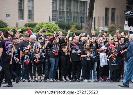LOS ANGELES - APRIL 24: Armenian Community March on 100th Anniversary of Armenian Genocide. April 24, 2015 in Los Angeles