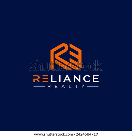 Reliance Realty Logo Isolated Blue Background