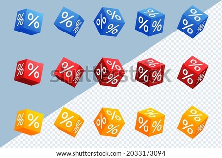 Vector image of the discount in the form of cubes with percentages