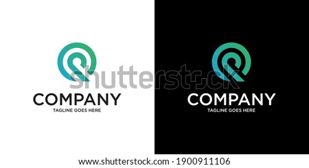 Abstract Initial Letter Q and P Logo. green color isolated on White Background. Usable for Business and Branding Logos. Flat Vector Logo Design Template Element.