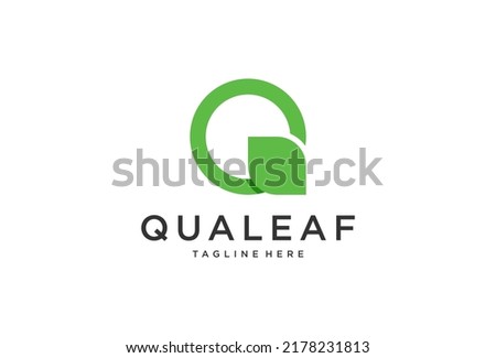 Abstract Initial Letter O, Q, G and leaf Logo. green color isolated on White and green Background. Usable for Business and Branding Logos. Flat Vector Logo Design Template Element.