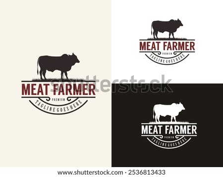 Black Aberdeen Angus Silhouette for Beef Cattle Farm Ranch Livestock or Premium Quailty Meat or Butchery label logo design