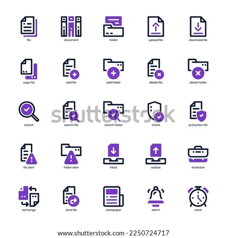 File and Document icon pack for your website, mobile, presentation, and logo design. File and Document icon mixed line and solid design. Vector graphics illustration and editable stroke.
