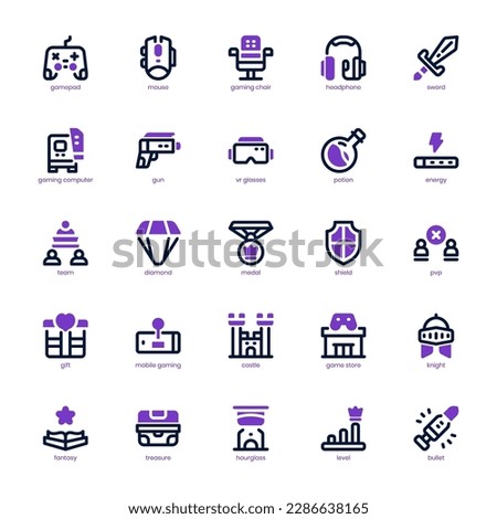 Esport Gaming Icon pack for your website design, logo, app, and user interface. Esport Gaming Icon mixed line and solid design. Vector graphics illustration and editable stroke.