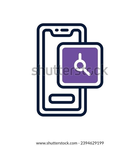 smartphone time icon. vector dual tone icon for your website, mobile, presentation, and logo design.