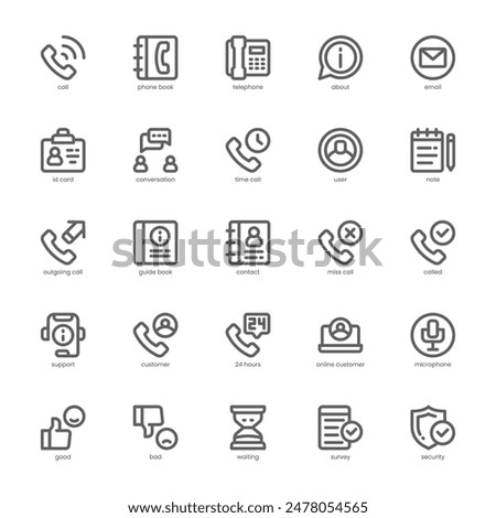 Call Center Service icon pack for your website, mobile, presentation, and logo design. Call Center Service icon outline design. Vector graphics illustration and editable stroke.