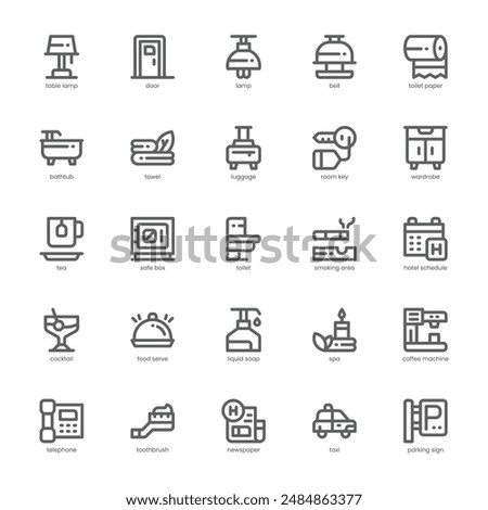 Hotel Service icon pack for your website, mobile, presentation, and logo design. Hotel Service icon outline design. Vector graphics illustration and editable stroke.