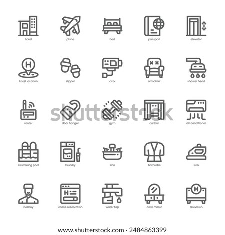 Hotel Service icon pack for your website, mobile, presentation, and logo design. Hotel Service icon outline design. Vector graphics illustration and editable stroke.